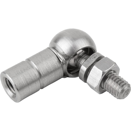 Angle Joint DIN71802 Left-Hand Thread, M06, Form:Cs W Retaining Clip, Stainless Steel 1.4305 Bright